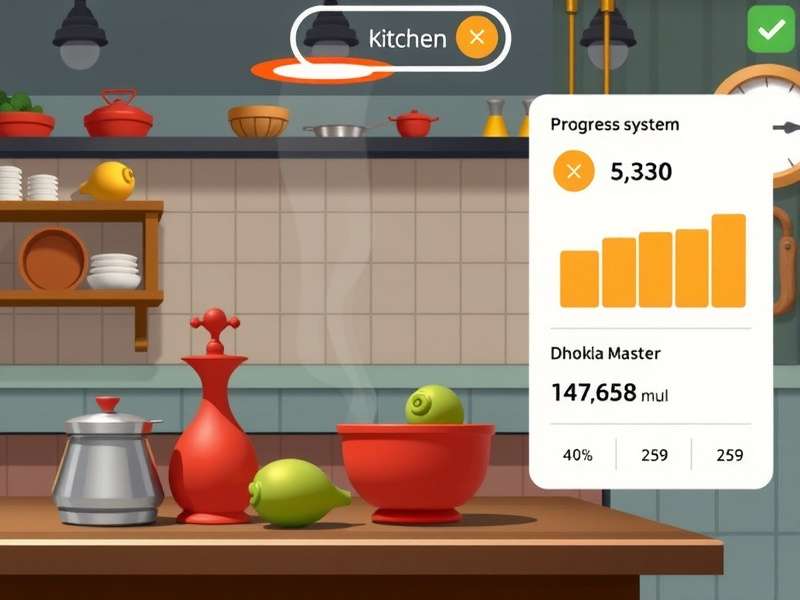 Dhokla Master gameplay screenshot showing kitchen interface